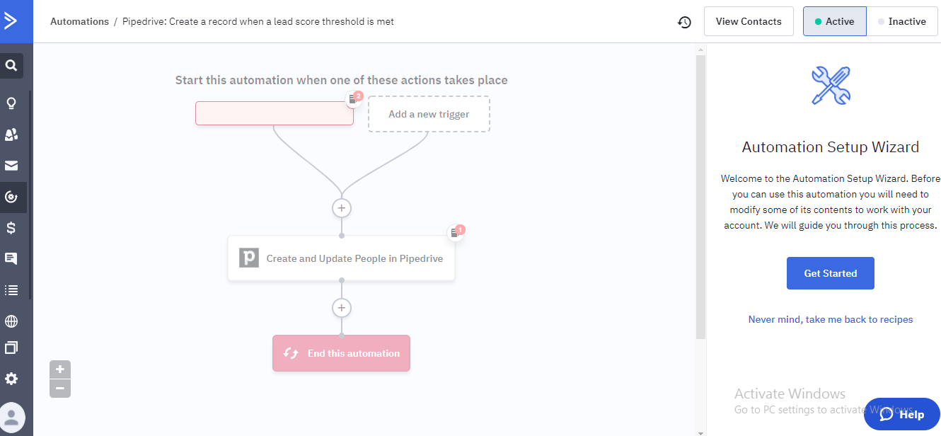 Example: Sales Automation Setup Wizard